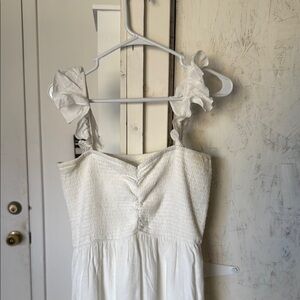 White Smocked Sleeveless Dress